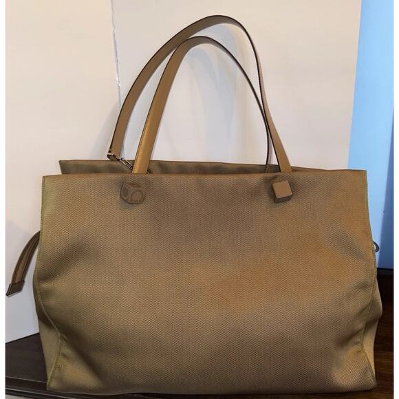 Salvatore Farragamo Handbag shoulder leather brown tan canvas bag authentic - Picture 2 of 16